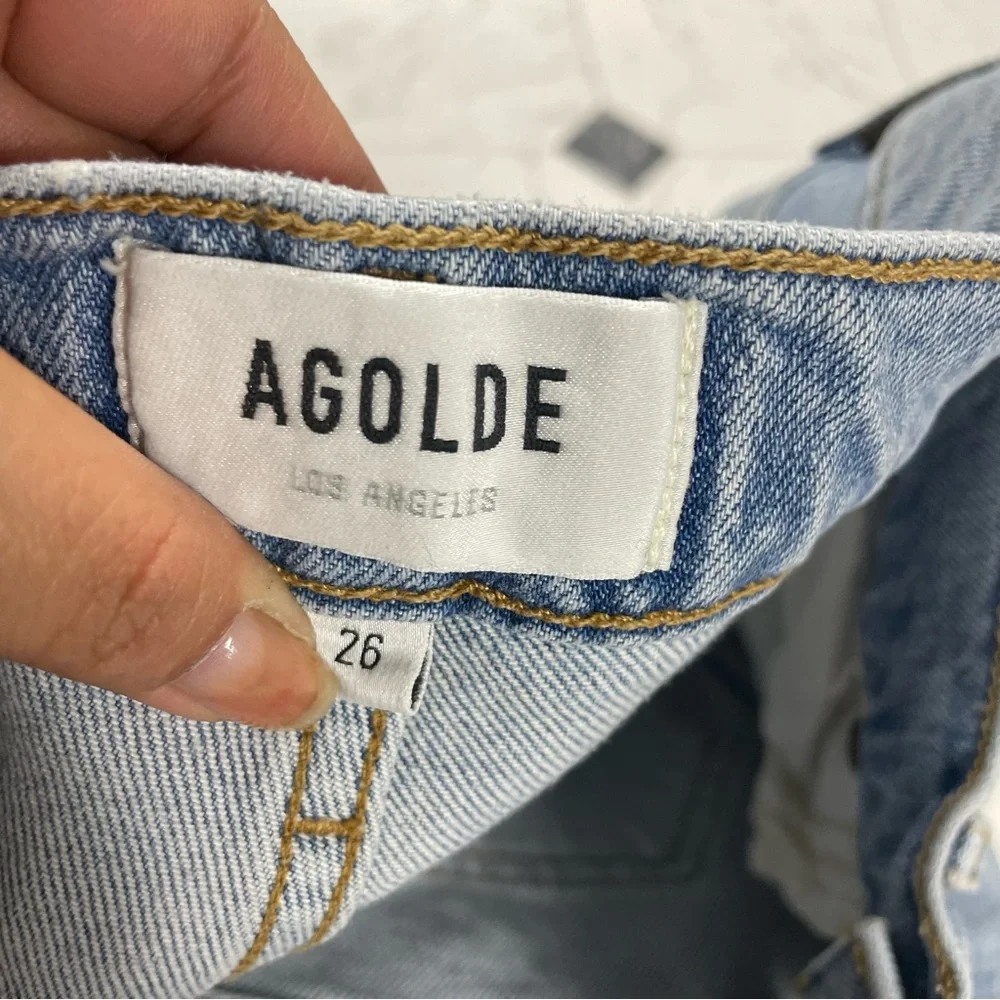 Agolde Riley High Rise Straight Crop Jeans in Dynamic Light Blue Women Sz 26 - Picture 6 of 9